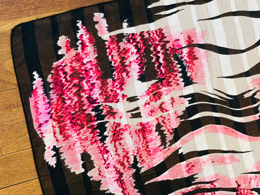Jim Renoir Pink, White, and Black Sheer Abstract Scarf